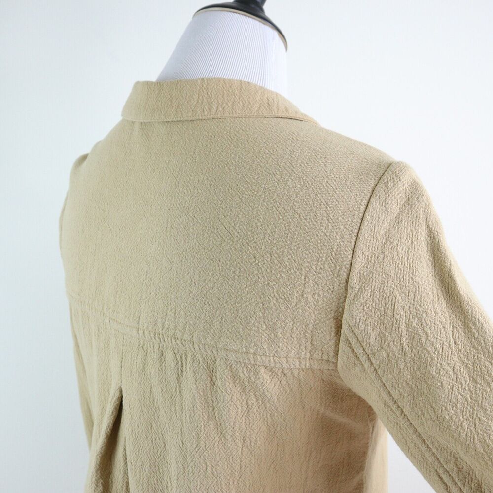 Soft Surroundings Size L Crinkled Cotton Jacket Barn Coat Khaki Tan - Picture 6 of 11